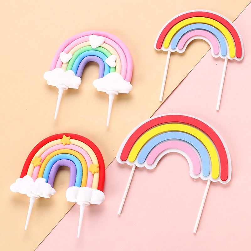 Rainbow Cloud Theme Cake Topper Happy Birthday Kid Boy Girl Cake ...