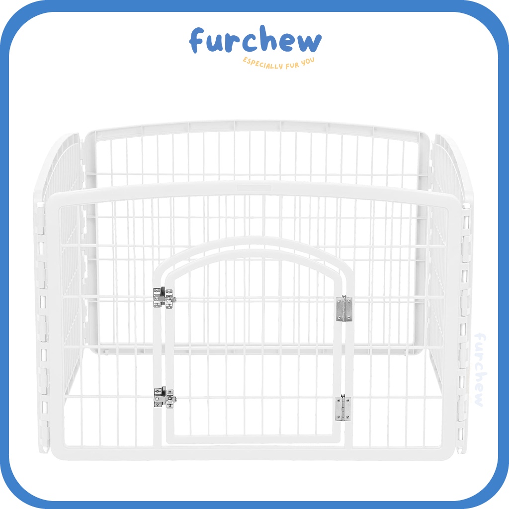[SG] IRIS USA 4Panel Pet Playpen Crate Kennel with Door White (Size 35.25"L x 35.25"W x 24"H CI