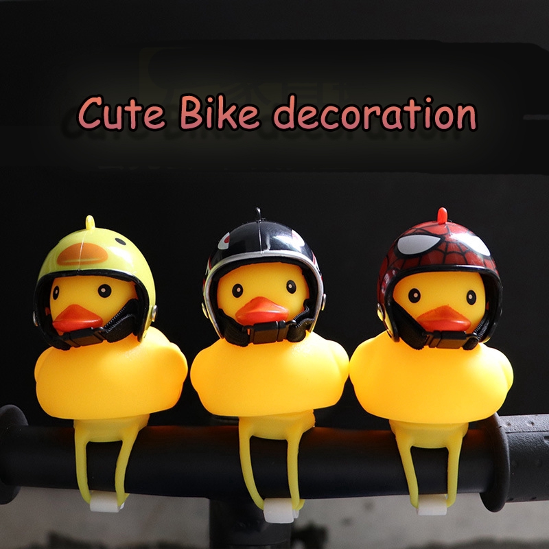 Cute Bicycle Horn Yellow Duck with Helmet Bike decoration duck bike bell Shopee Singapore