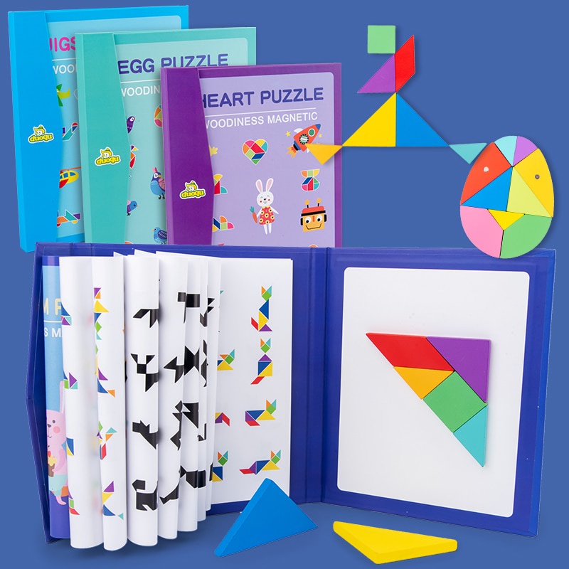 3D Magnetic Toys Jigsaw Tangram Puzzles For Kids Montessori Learning ...