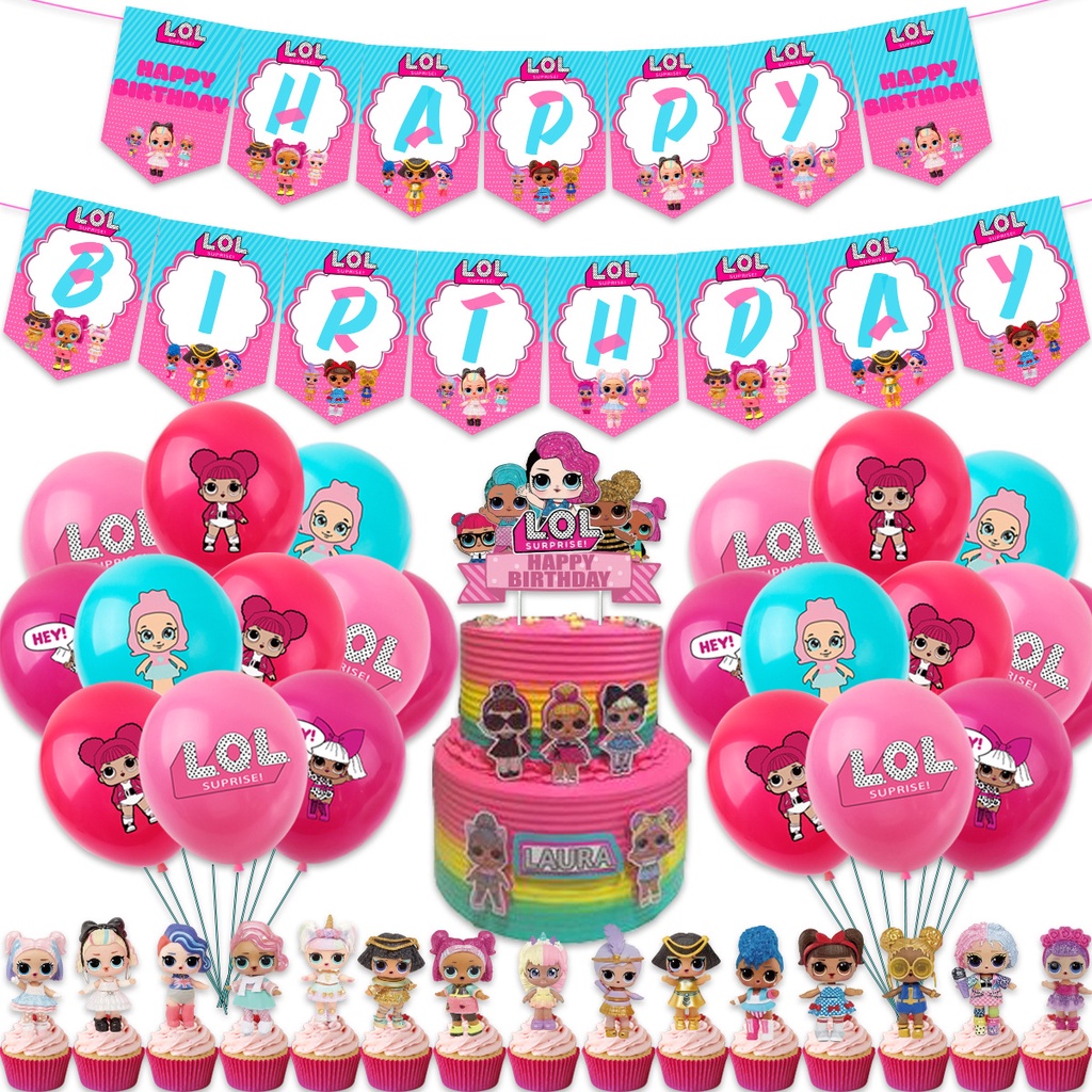 Lol Surprise Party Supplies Birthday Banner Cake Topper Cupcake Toppers 