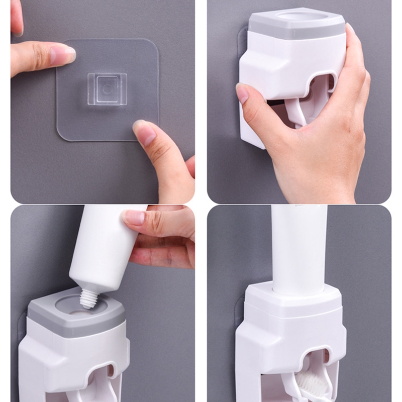 Creative Lazy Automatic Toothpaste Squeezer Wall Mount Toothbrush ...