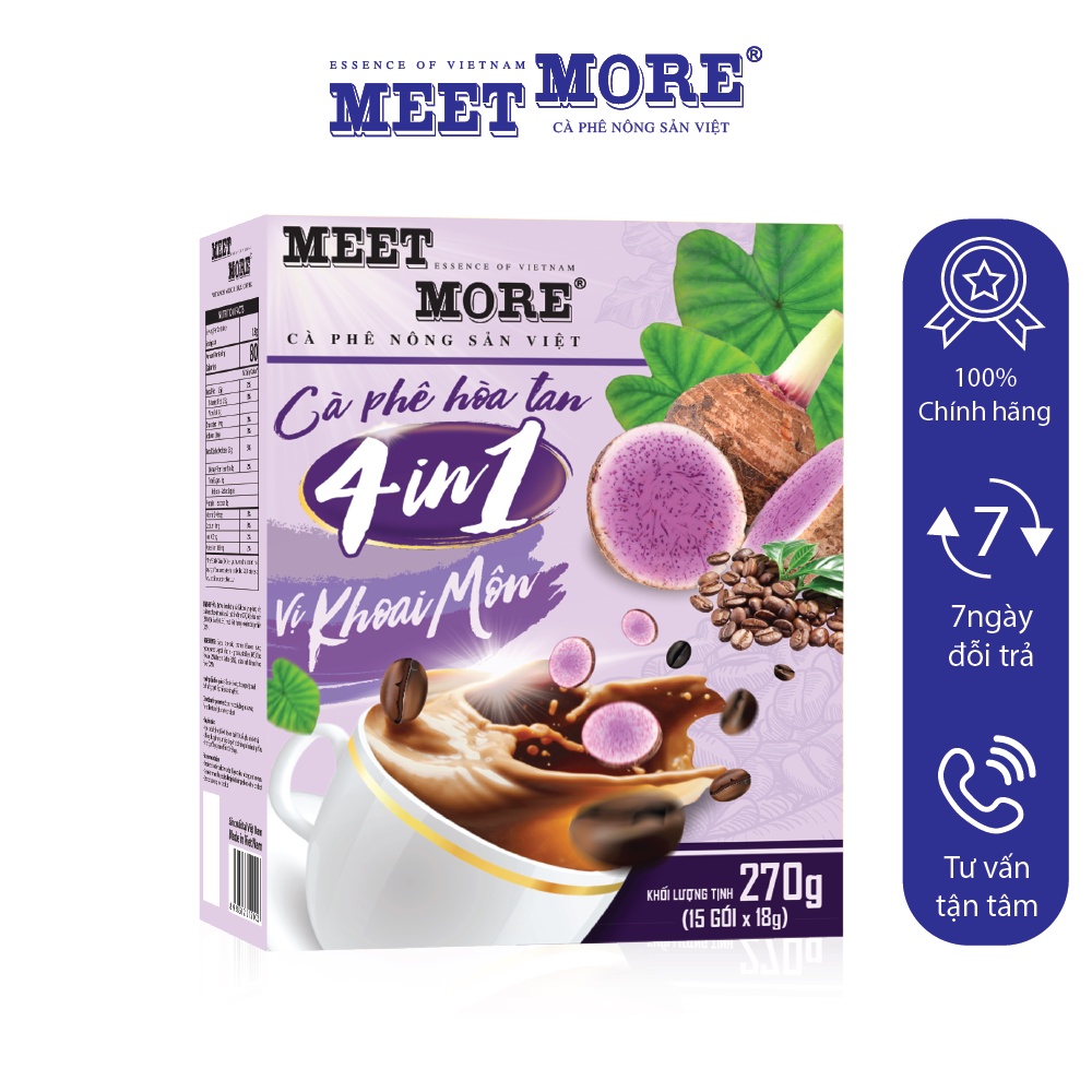 Meet More Instant Coffee 4 In 1 Taro Flavor (Box Of 15 Packs * 18 Grams