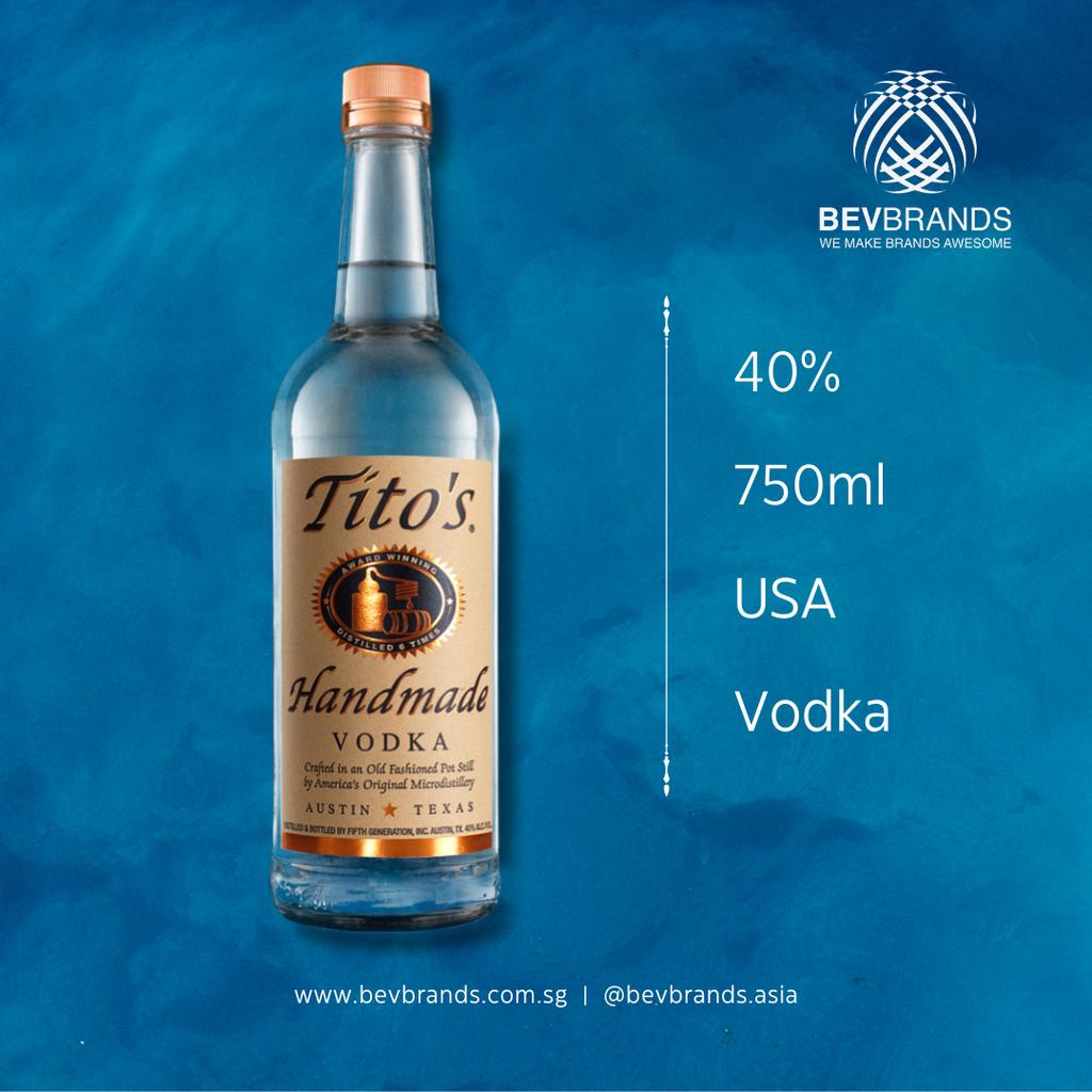 Titos Handmade Vodka Glass Bottle 750 Ml 40 Percent Abv Shopee Singapore 2423