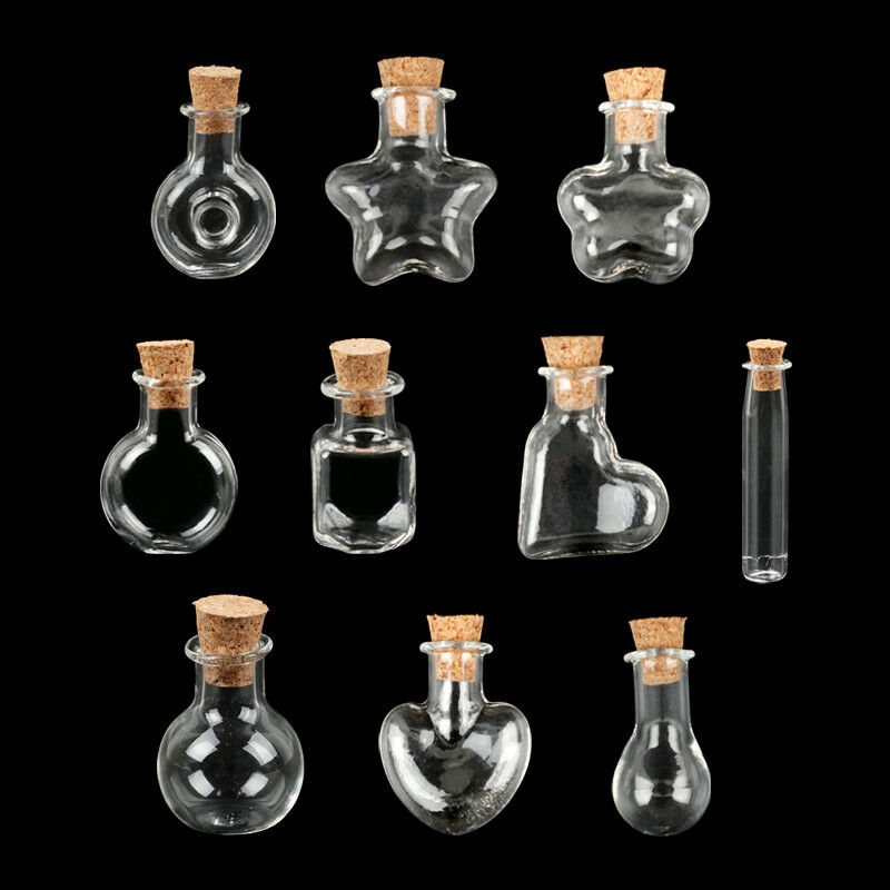 10pcs Set Small Glass Bottles Drifting Bottles Mini Wishing Bottles 