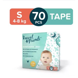 RASCAL + FRIENDS Tape Super Jumbo Box NEWBORN (3-5 kg) - 80 pcs x 3 (240  pcs) - Tape Diapers
