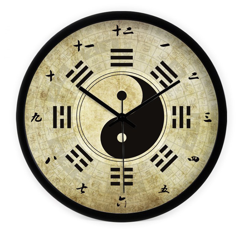 Living Room Watch Wall Clock Silent Creative Health Feng Shui Chinese Taiji Eight Diagrams Clock