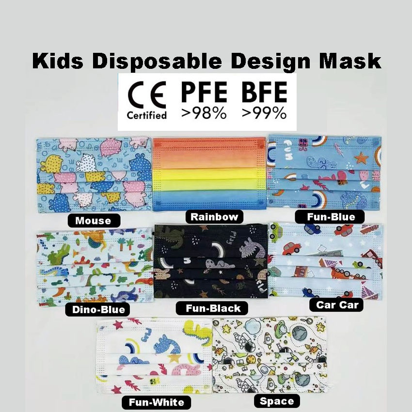 Kids face mask 3ply disposable 50pcs