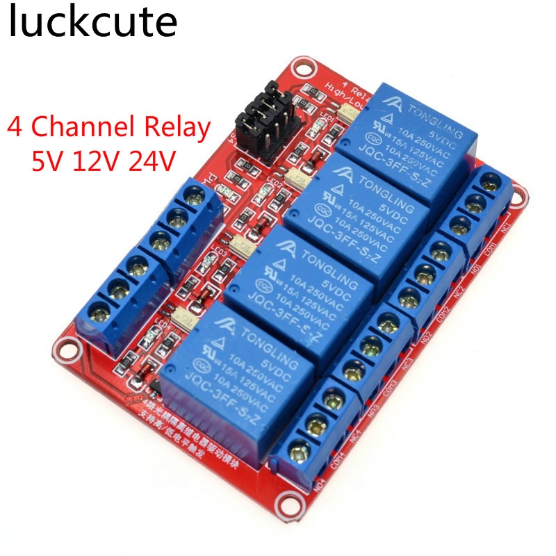 4 Channel 5V 12V 24V Relay Module Board Shield With Optocoupler Support ...