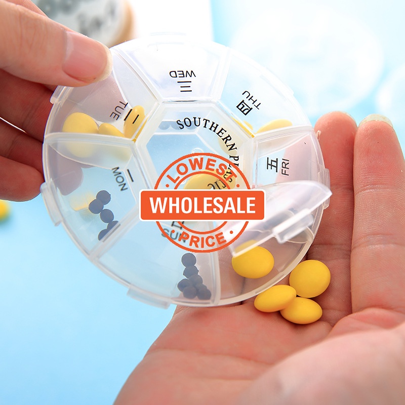 [Wholesale Price] 7 Grids Practical Round Weekly Tablet Storage Box ...