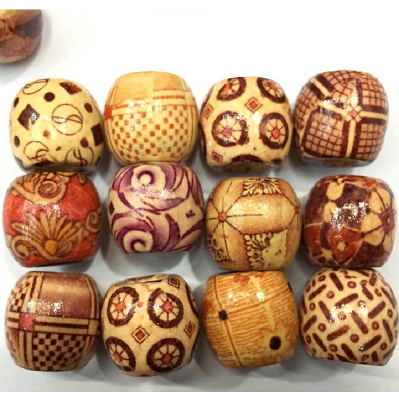 100pcs Wooden Beads Large Hole Mixed For Macrame Jewelry Crafts Making 