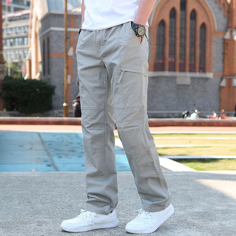 Oversize Men Pocket Cargo Pants Thin Cotton Breathable Plus Size ...