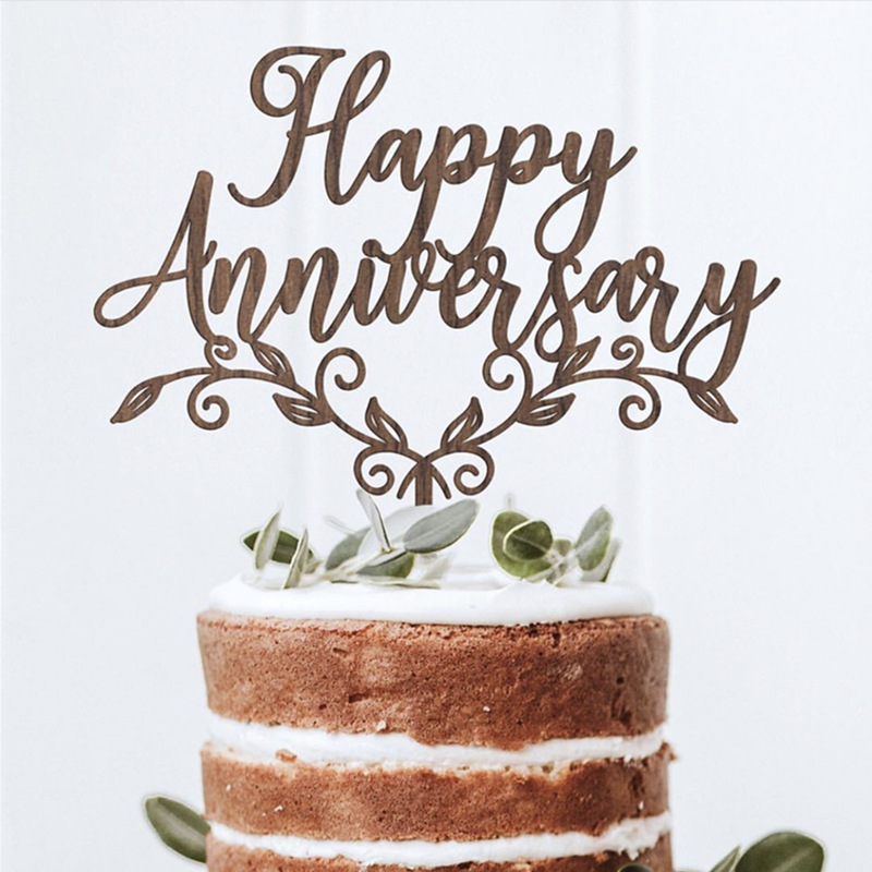 Happy Anniversary Acrylic Cake Topper Wedding Valentine's Day Cake ...