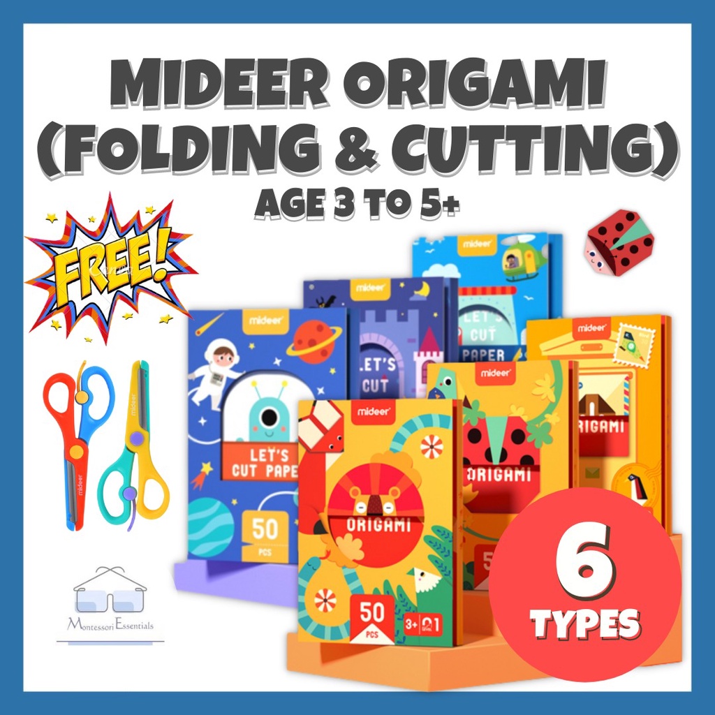 Mideer Origami Folding Paper and Let's Cut Paper For Children Kids Educational Activity Birthday Gift
