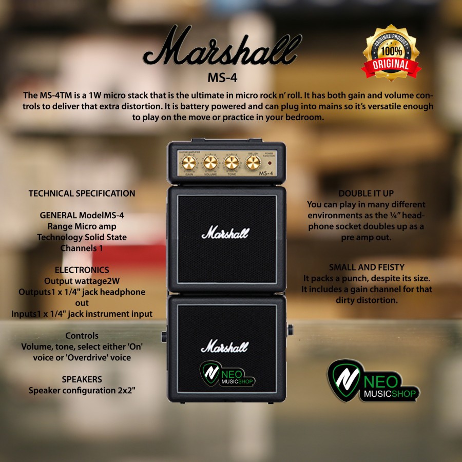 Marshall MS4 Micro Stack Electric Guitar Amplifier Original | Shopee ...