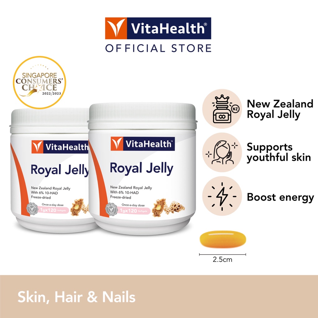 Royal Jelly 120s/120's x2 [EXP 04-2025]- With New Zealand fresh Royal Jelly to support vitality, healthy ageing and skin
