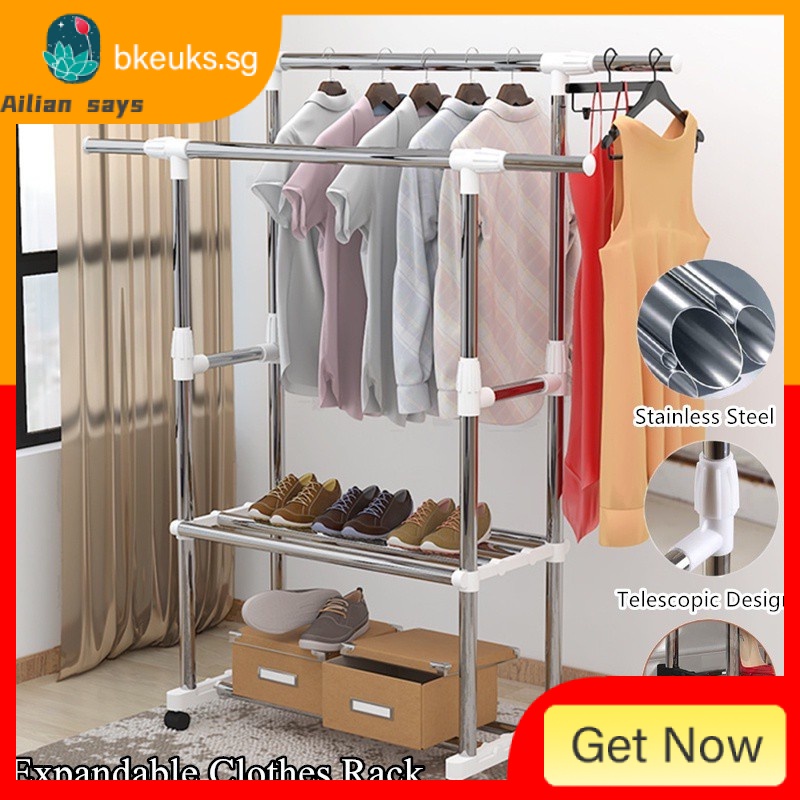 Extendable Folding Drying Rack Multi-layer Rack with Wheels Foldable ...