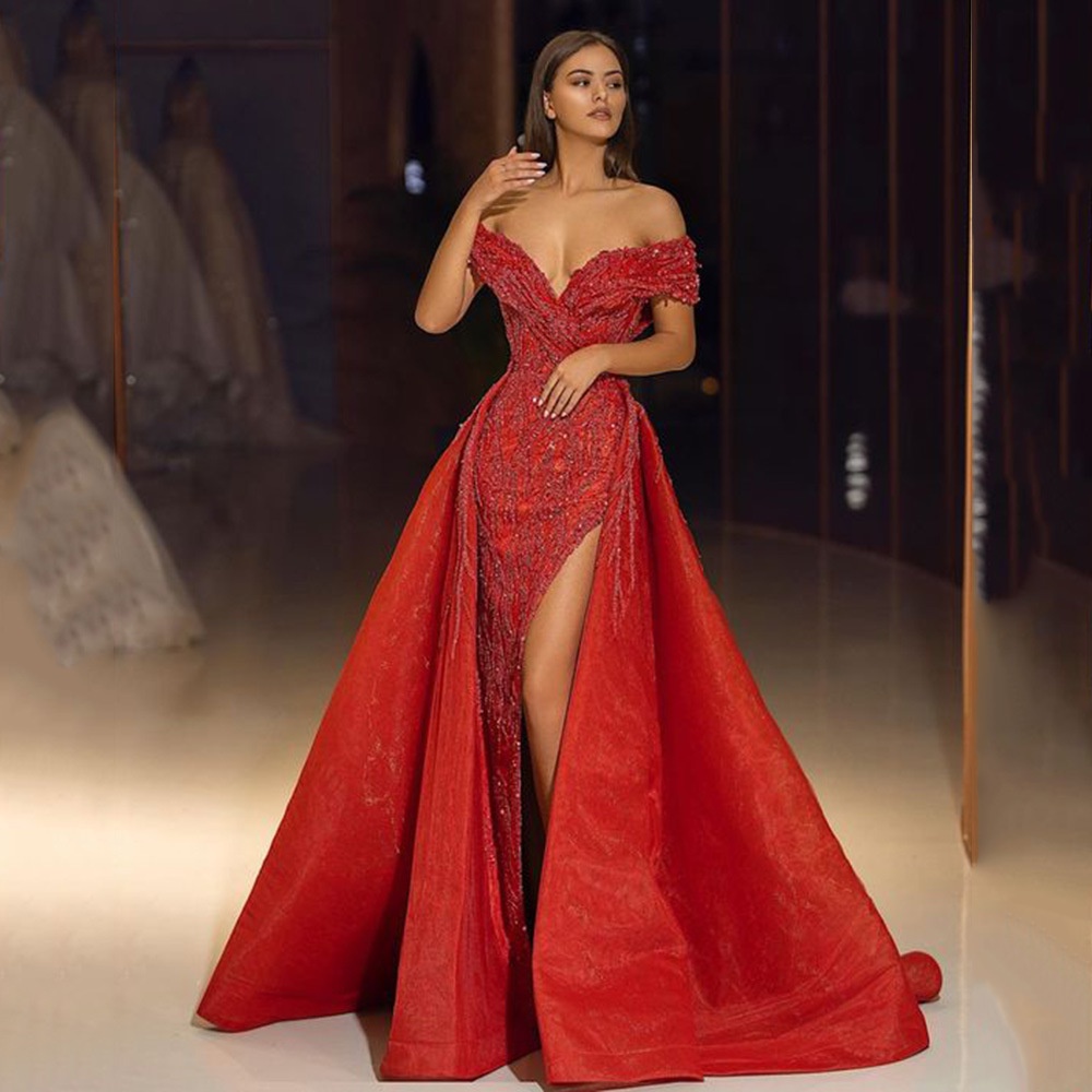 red maxi gown