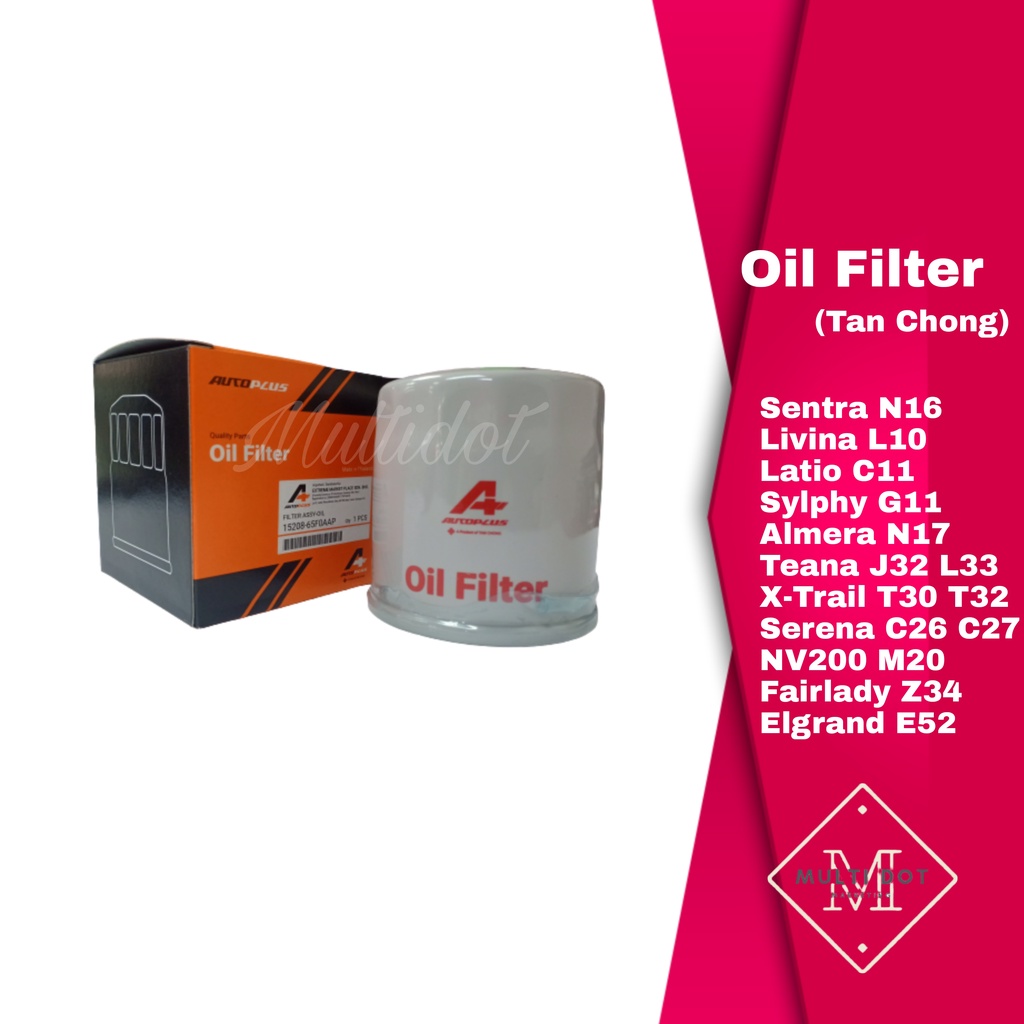 Nissan Oil Filter 15208-65F0A-AP (Tan Chong) Sentra Livina Latio Sylphy ...