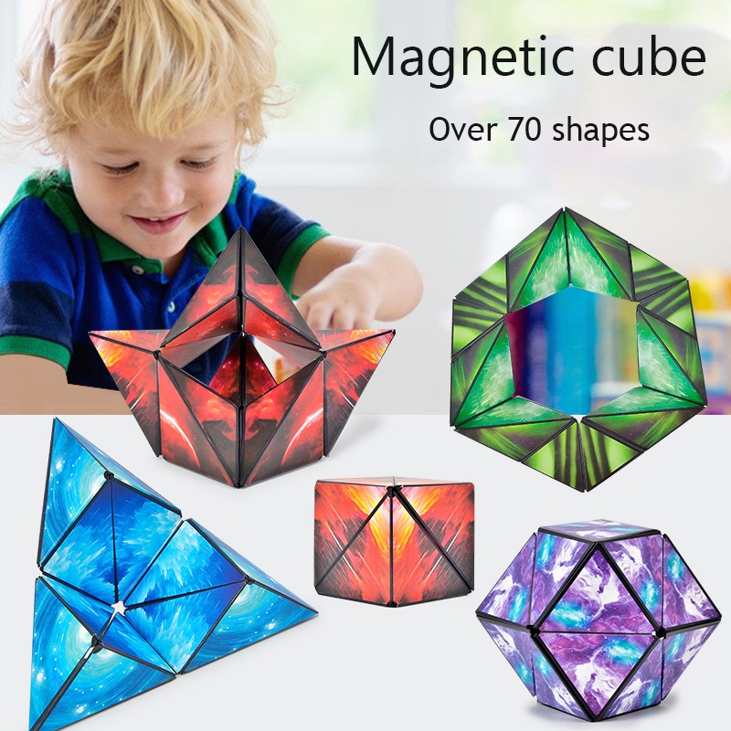 Shape Shifting Box - Rubiks Cube Transforms Into Over 70 Shapes 3D Magnetic Magic Cube Magnet Fidget Toy for Kids