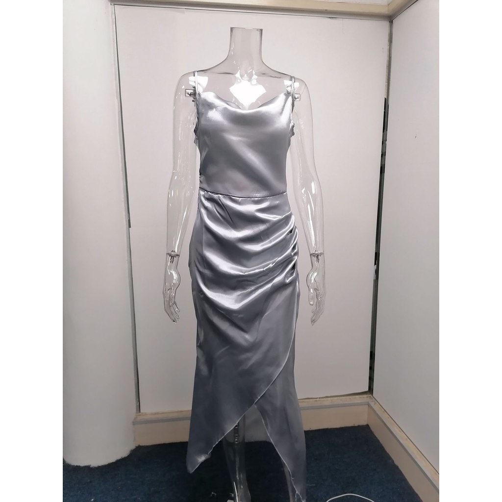 Low cut satin dress hotsell