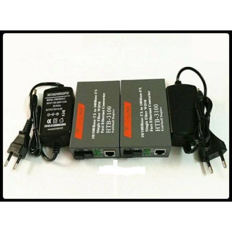 Htb 3100 A And B 10-100 Mbps fiber optic media converter single core ...