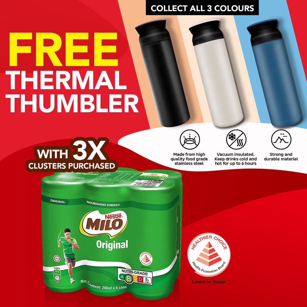 MILO Can Original + FREE Thermal Tumbler | Shopee Singapore