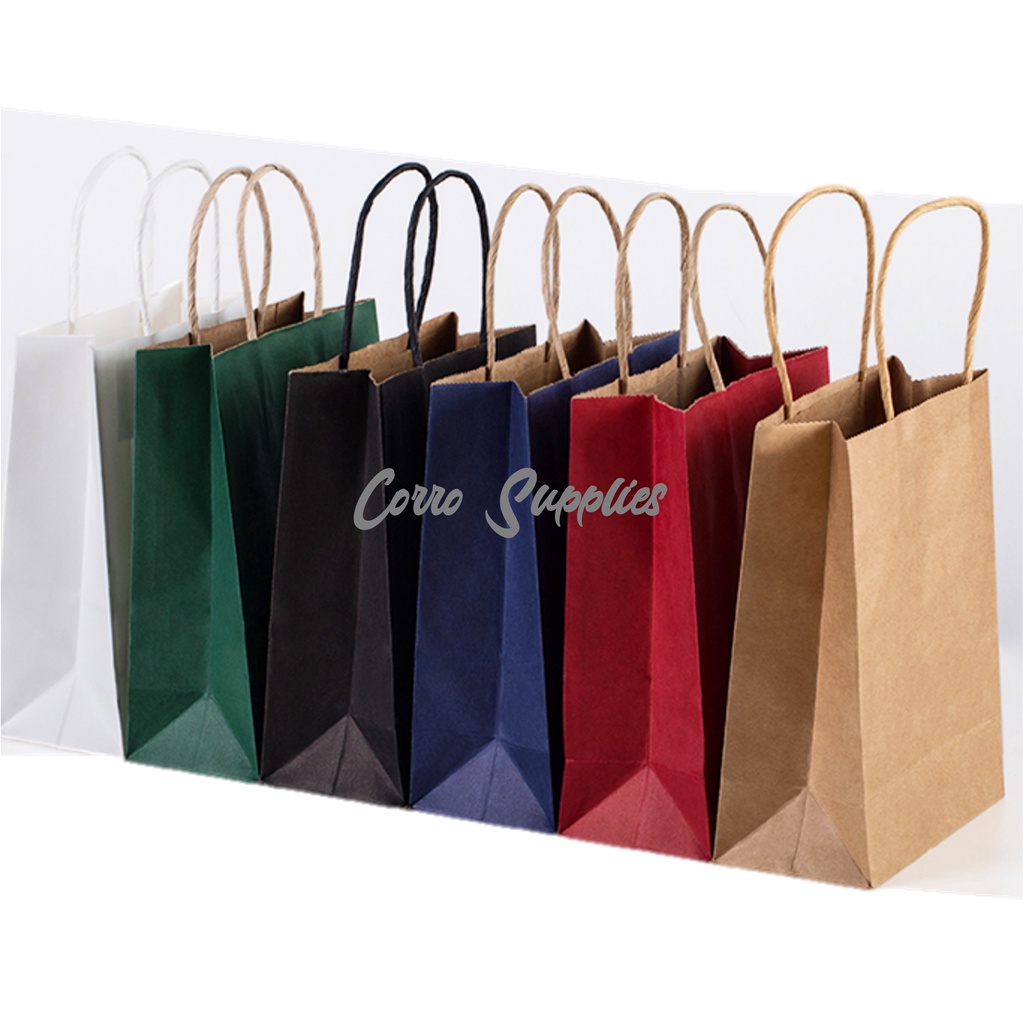 SG Ready Stock 12 Colour Paper Bag with Handle Plain Pattern Design Goodies Bag Shopee Singapore