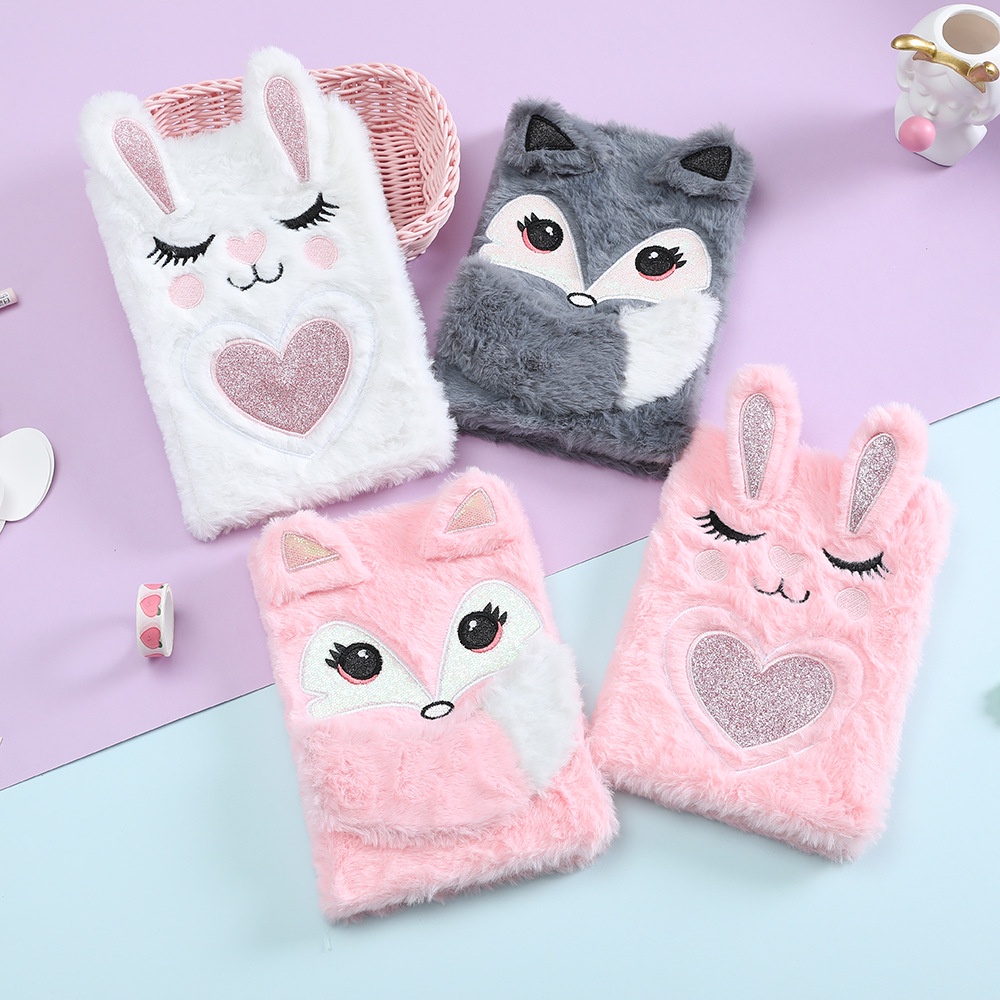 A5 Cute Cartoon Plush notebooks Girls plush handbooks | Shopee Singapore