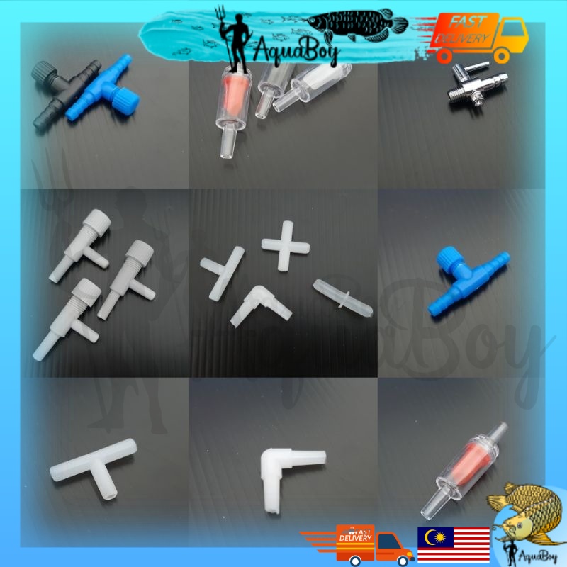 30-Piece Aquarium Air Line Connectors - 4mm T/Y/L/Cross Tubing Splitters