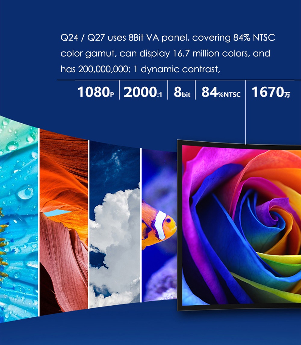 PROMO 24 inch Ultra-Thin Curved Monitor Screen, LED Computer Gaming ...