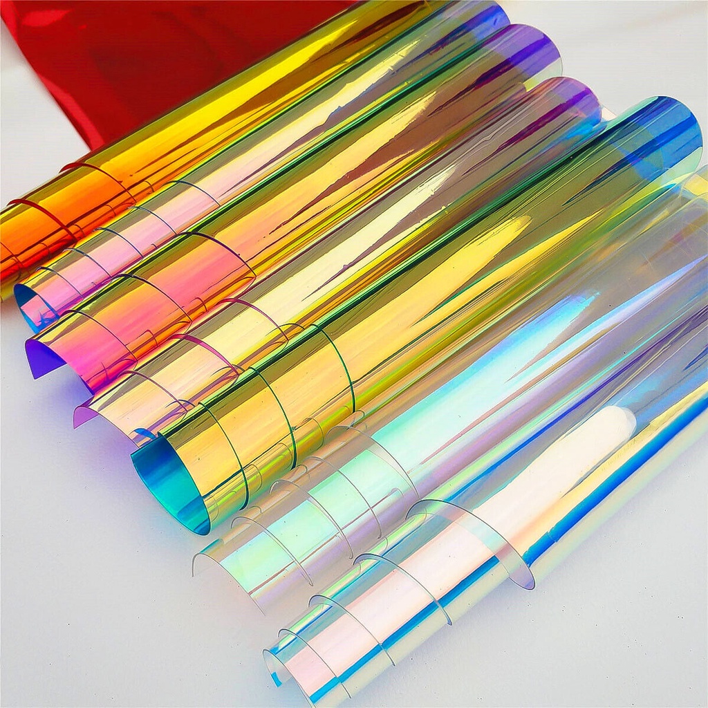 Iridescent Holographic Clear Transparent PVC Fabric Laser Rainbow Shiny ...