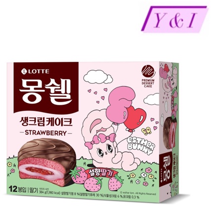 [Korean Snack] Lotte Mongshell strawberry cake 408g 몽쉘 생크림케이크 | Shopee ...