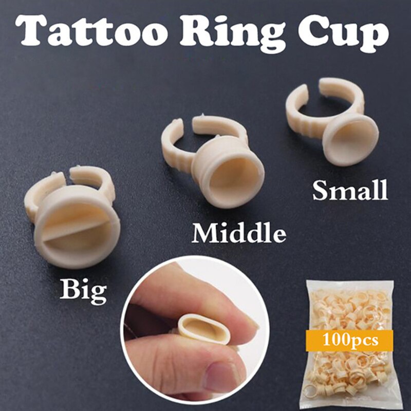 Spot】100pcs Silicone Pigment Rings Disposable Microblading Tattoo
