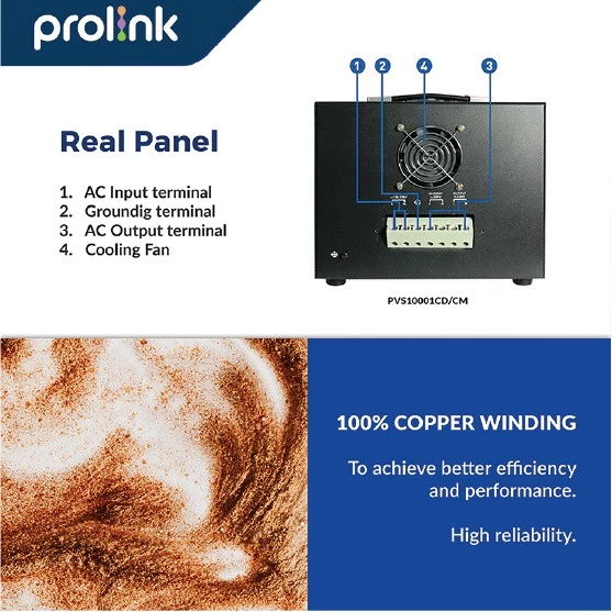 PROLINK Stabilizer 10000VA AVR Servo Motor Controlled PVS10001AD - Gambar 4