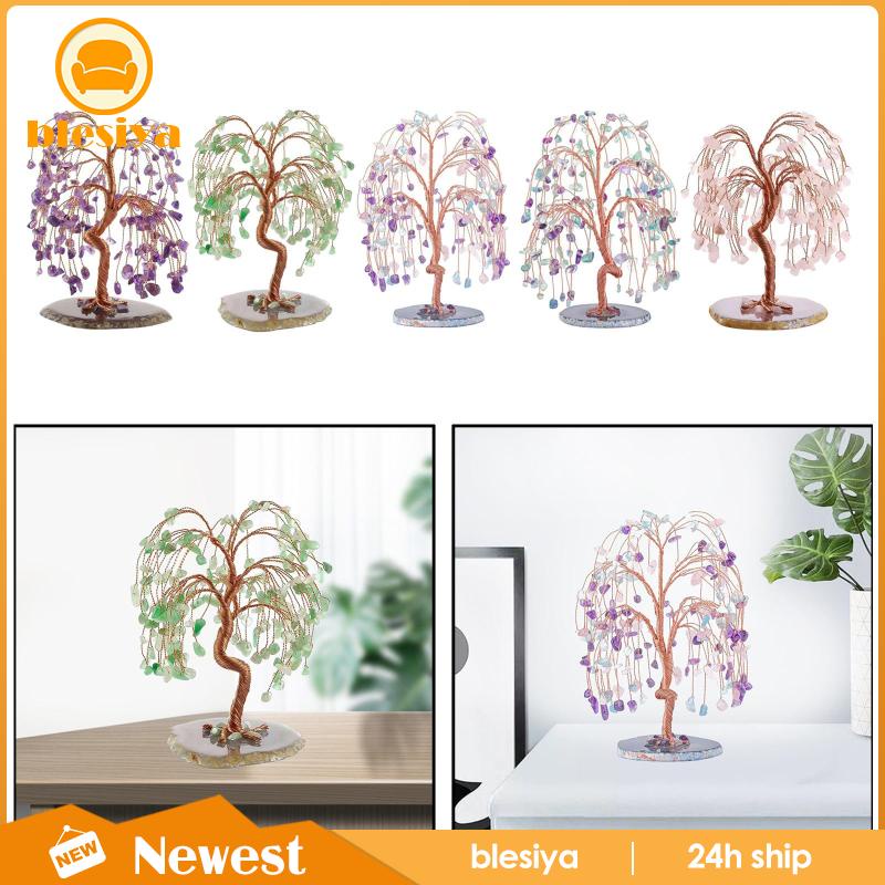 Feng Shui Shiny Yellow Crystal Money Tree in sacco di soldi bonsai stile decorazione per la ricchezza e fortuna, Vetro, Yellow, small