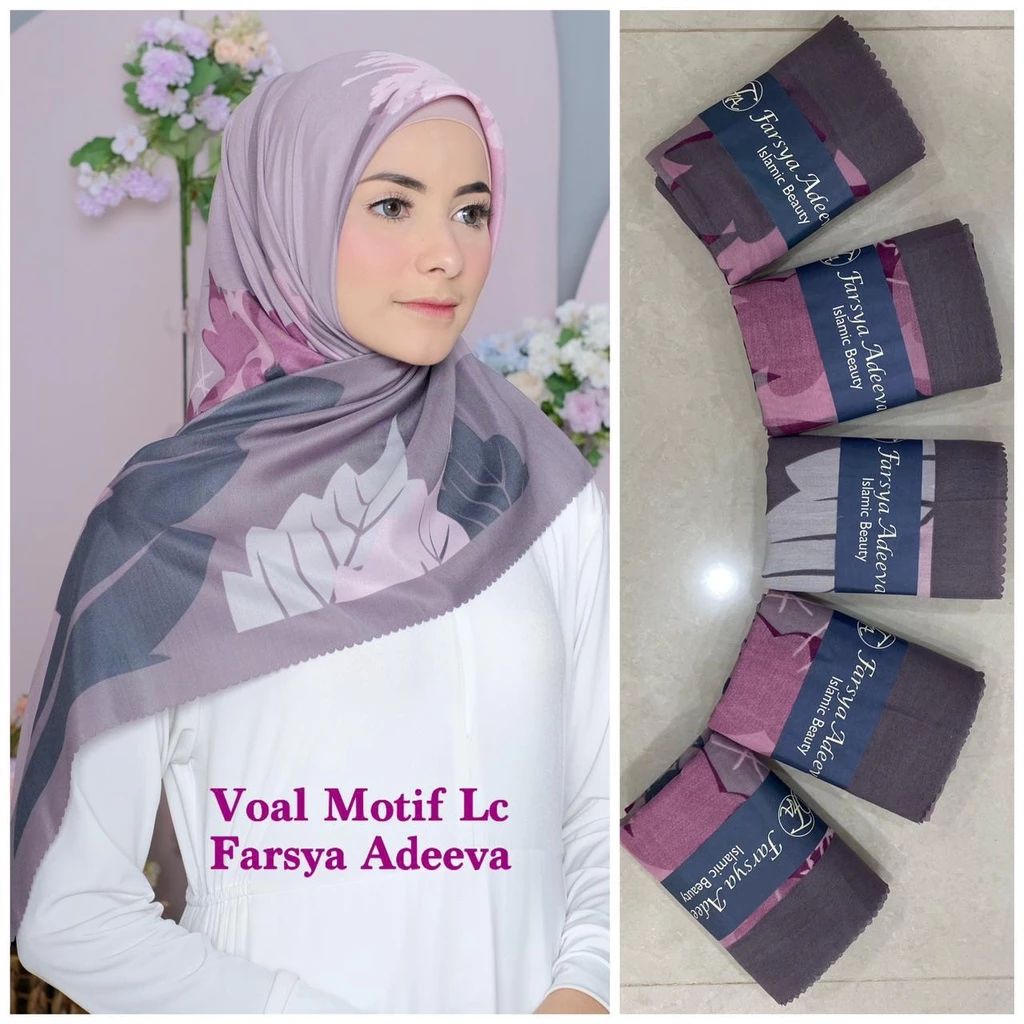 Hijab Voal Denay Premium Segi Empat / Hijab Motif Printing - Gambar 2