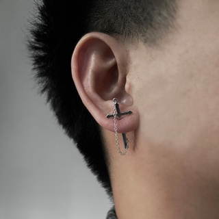 Mens hanging sales earring cross