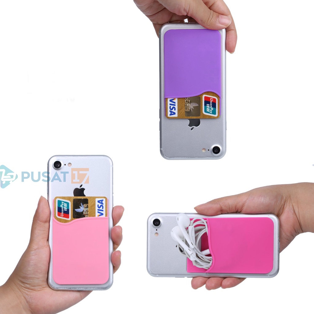 PUSAT17 HOLDER KARTU HP TEMPEL / TEMPAT KARTU ATM HP  / STICKY CARD HOLDER / DOMPET KARTU ATM E TOLL TEMPELAN HP - Gambar 2