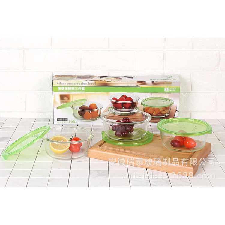 Happy Shopping Glass Food Storage Container - 3pcs | Shopee Singapore