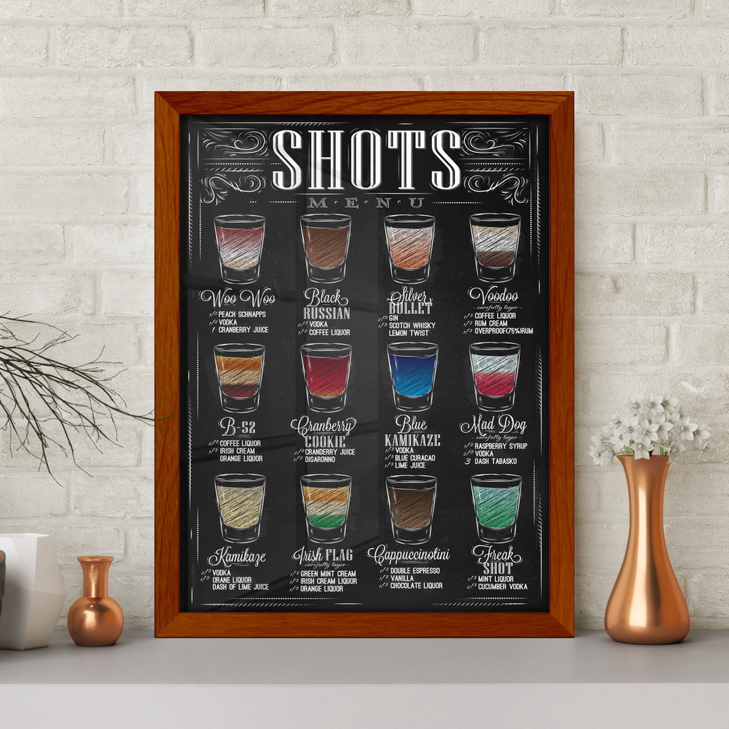 Shots Menu - Black Kitchen Art Decor Poster | Shopee Singapore