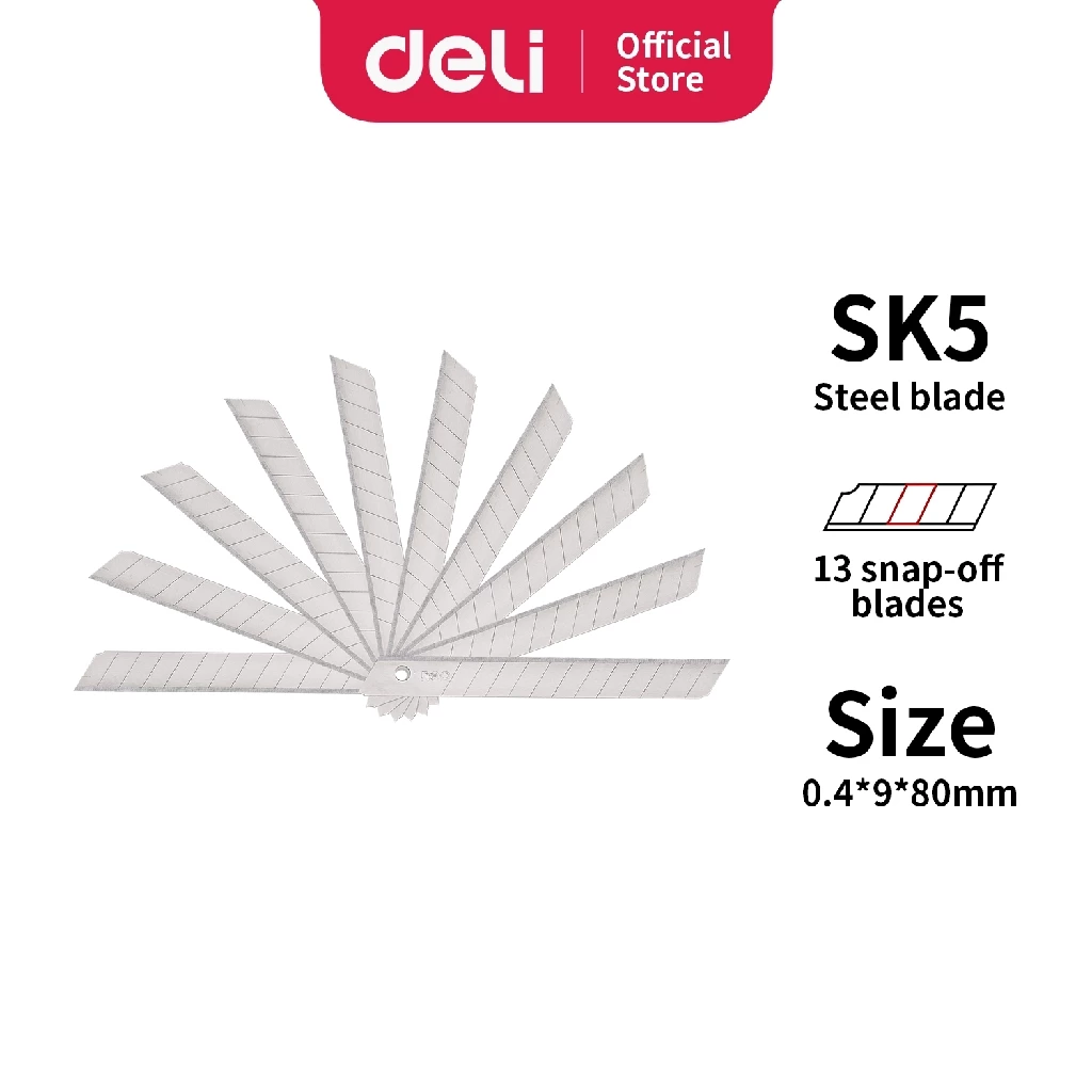 Deli Isi Ulang Mata Pisau Cutter 10pcs box 100 15 8MM baja steel E2012 - Gambar 2