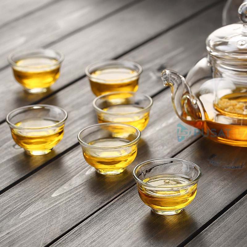 CHINESE TEA CUP MINI 30ML KACA / TATAKAN GELAS BAMBU GELAS SLOKI MINI ARAK SOJU WINE GLASS CUPS SMAL - Gambar 3