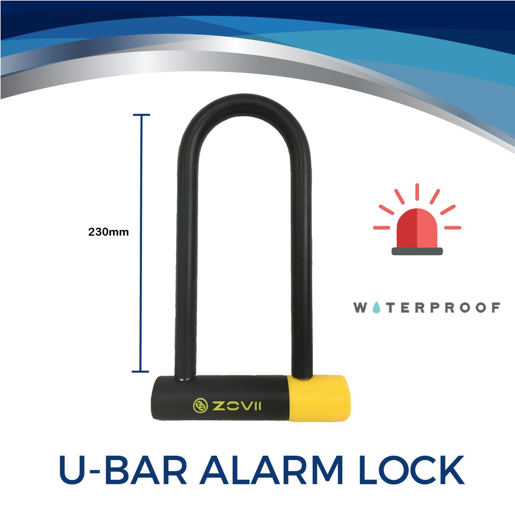 ZOVII Alarm U-Bar Lock ZNU14-230mm Security Lock for Motorcycle House ...
