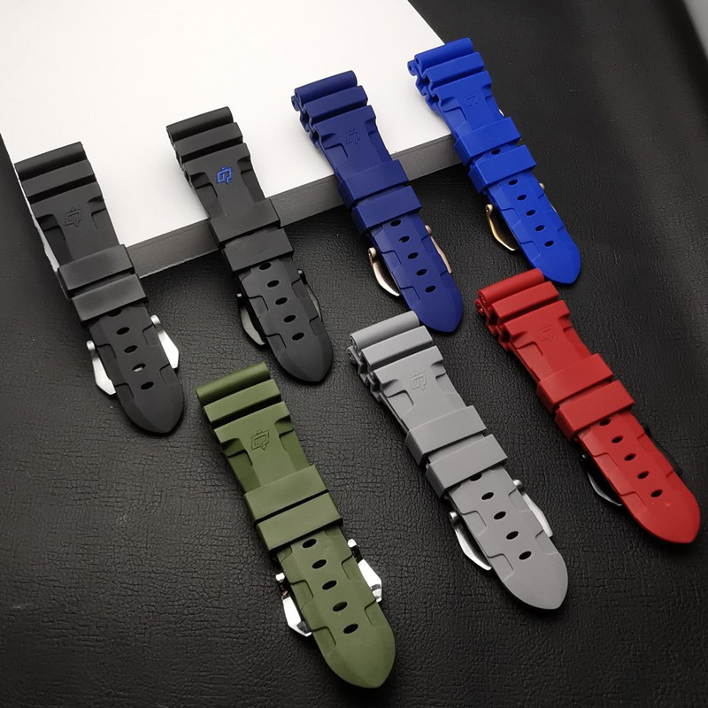Top quality 24mm 26mm Nature silicone rubber strap For Panerai strap