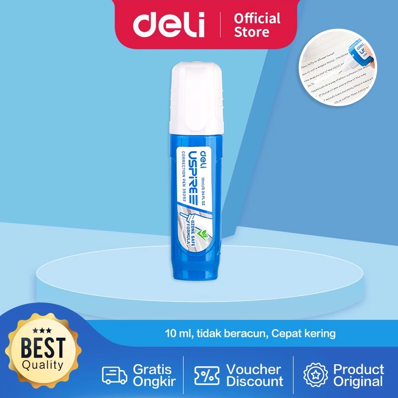 Deli Tip X Koreksi Pena Ujung Logam tidak bercun 10ml E39292 - Gambar 2