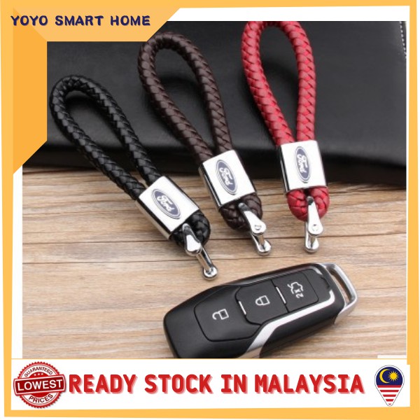 Braided Rope Car Keychain 3D Metal Emblem Key Rings Logo For Ford focus ...