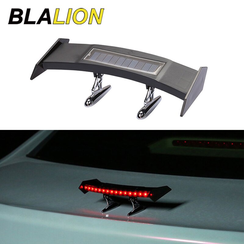Mini Solar Car Rear Spoiler Light 12V Flashing Warning Light Adjustable