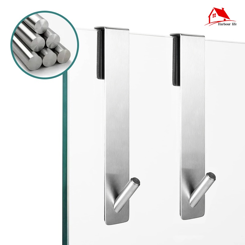 Harbour Life 2Pcs Shower Door Hook Stainless Steel Towel Hook for