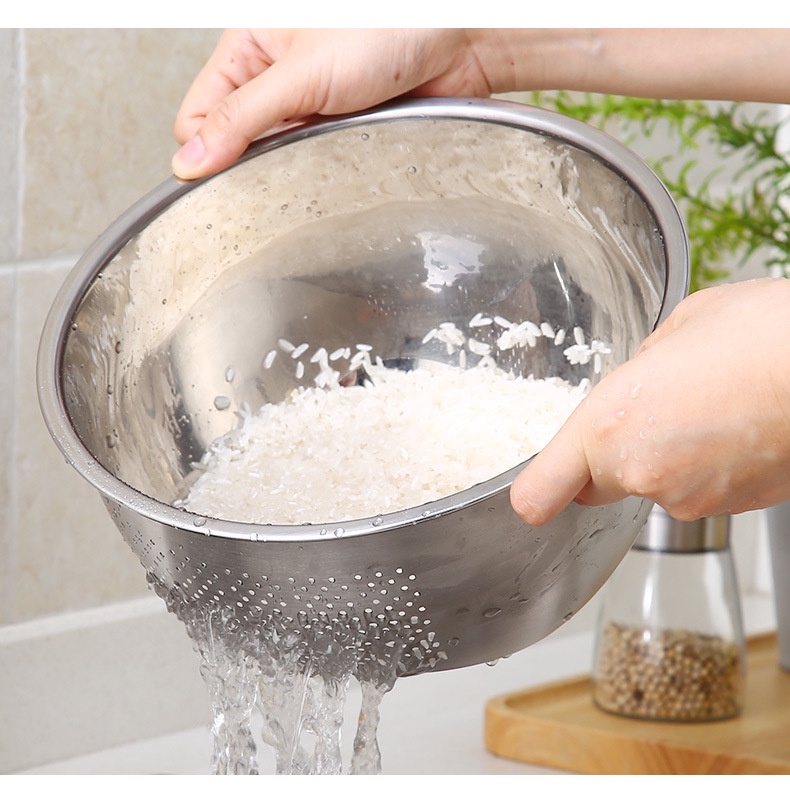 304 Stainless Steel Rice Washing Basin Kitchen Tools Cleaning Sieve ...